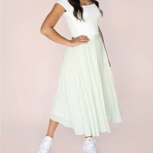 Gentle Fawn White Pleated A-Line Midi Skirt